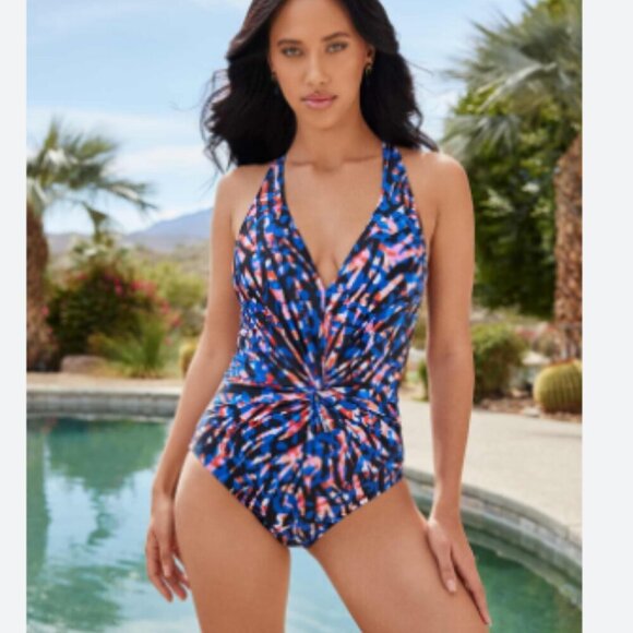 NWT Magicsuit Drew Cross Back V Neckline in Burano One Piece Swimsuit Size 8 - Picture 1 of 10